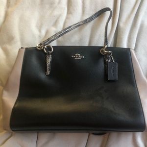 Coach satchel - black and grey with “snakeskin”